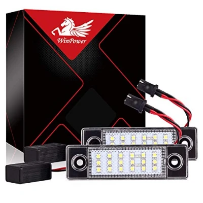 Abbildung von WinPower Kennzeichenbeleuchtung Glühbirne 18 SMD Weiß Fehlerfrei Rückseite Nummernschildlampe, 2 Stück
