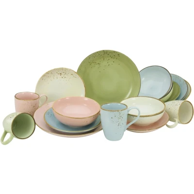 Abbildung von CreaTable Kombiservice &quot;Geschirr Set NATURE COLLECTION Pastell&quot;, (Set, 16 tlg., Kaffeeservice und Tafelservice im Set, für 4 Personen), Service, Pastelltöne, Teile, Personen