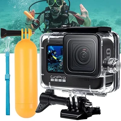 Abbildung von ZLMC Wasserdichte Schutzhülle für GoPro Hero 12, 11, 10, 9, Schwarz, schützendes Unterwasser Tauchgehäuse + Selfie Stick, schwimmender Stick Go Pro Hero10, Hero9 Action Kamera,
