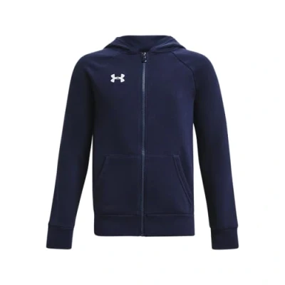 Abbildung von Under Armour Jungen Rival Fleece Kapuzenpullover mit durchgehendem Reißverschluss Sweatshirt, Midnight Navy/Weiß, M