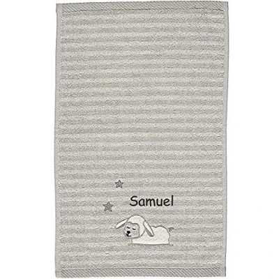 Abbildung von Sterntaler Kinder/Baby Handtuch mit Namen bestickt, Schaf Stanley Grau, Kinderhandtuch personalisiert