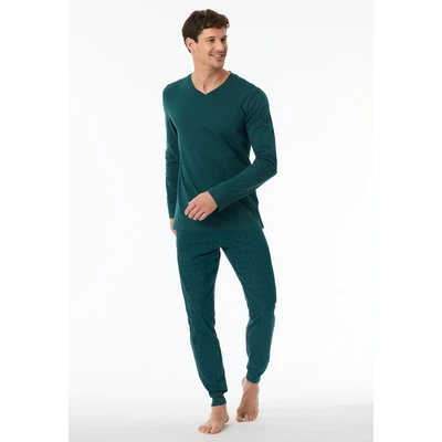 Abbildung von Schiesser Schlafanzug LANG Nachtwäsche Set, Herren, Größe: 50, Blau