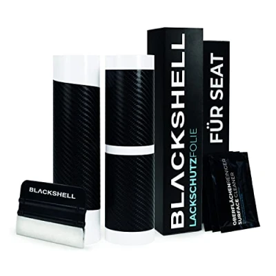 Abbildung von Blackshell® Lackschutz Set passend für Seat Ateca Bj. ab 2020 (Facelift) Carbon Glanz passgenauer Ladekantenschutz, Einstiegsleisten inkl. Folierset