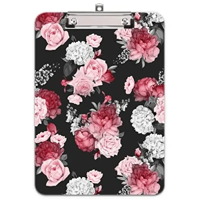 Abbildung von Hnogri Klemmbrett A4 Kunststoff, Mode Design Klemmmappe Bürobedarf &amp; Schreibwaren für Rechtsanwälte Schüler Lehrer und Kinder, Clipboard Standardgröße 32 x 22 CM, Pinke Rose
