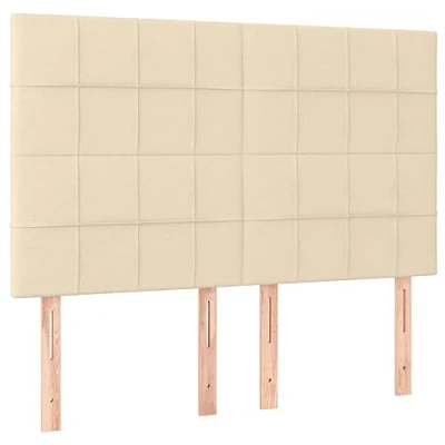 Abbildung von vidaXL Kopfteil 4 STK., Bettkopfteil mit Holzbeinen, Höhenverstellbar Polsterkopfteil für Bett, Betthaupt Bettzubehör Schlafzimmer, Creme 72x5x78/88cm Stoff