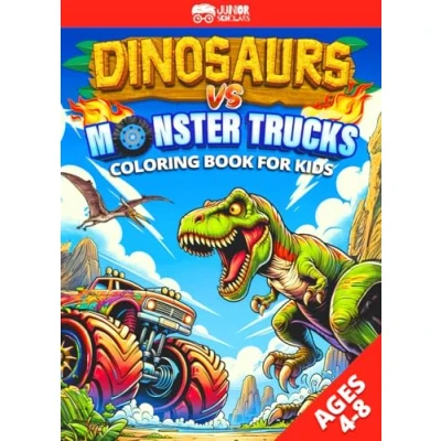 Abbildung von Dinosaurs VS Monster Trucks Coloring Books for Kids Ages 4 8: Jumbo Activity Book Boys &amp; Girls Dino Truck Fun