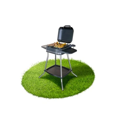 Abbildung von Unold 58585 Barbecue Stand Tischgrill Jimmy Schwarz, 2800W, Temperaturen bis zu 300C, Entnehmbare antihaftbeschichtete Grillplatte, Wind und Spritzschutz, spülmaschinengeeignet, Elektrogrill, BBQ