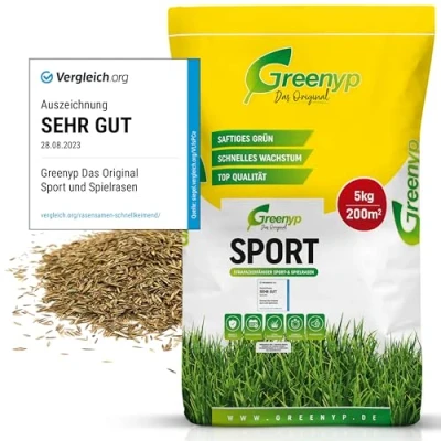 Abbildung von Greenyp Sport I strapazierfähiger &amp; Spielrasen 5kg für 200m² Sportrasen Grassamen Rasensamen Rasensaat Gras Nachsaat schnellkeimend