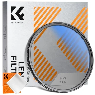 Abbildung von K&amp;F Concept Zirkularer Polfilter 58mm Polarisationsfilter CPL Filter Cirkular mit Objektivdeckel, Objektivdeckel Halteband für Foto Kameraobjektive,Klear Serie