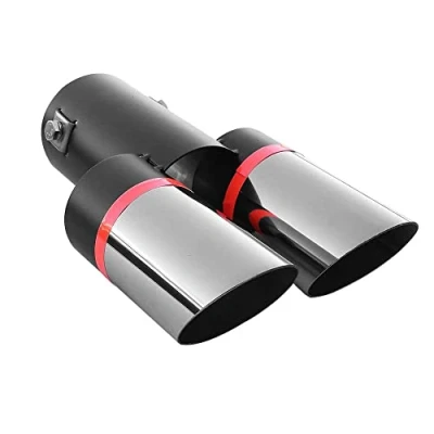 Abbildung von Auspuffblende Doppelrohr Endrohr Edelstahl Auto Endrohrblenden Auspuffendrohr Auspuffrohr Tuning Universell Schalldampf Blende Sport Rund Chrom Auspuffspitzen