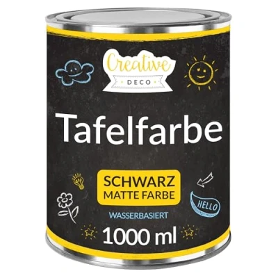 Abbildung von Creative Deco Wandfarbe Schwarz Kreidefarbe Tafelfarbe, 1000ml
