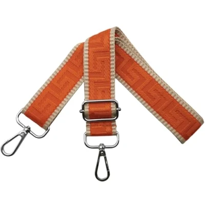 Abbildung von Schultergurt für Tasche Taschengurte zum Wechseln, Verstellbar Taschengurt Breit 3.8cm mit Silber Karabiner Taschenband Schulterriemen Tragegurt Handtaschen Damen, Khaki/Orange, K34