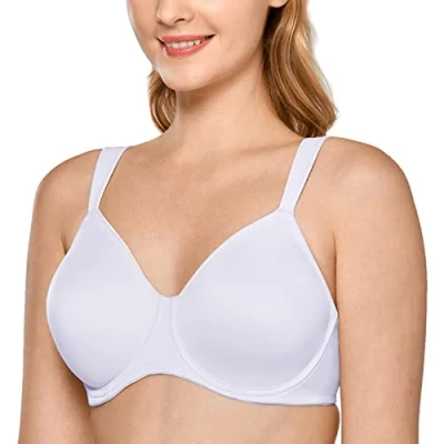 Abbildung von DELIMIRA Damen T Shirt Minimizer BH mit Bügel Große Größen Ohne Gepolstert Weiss 90E