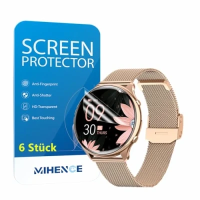 Abbildung von MIHENCE Schutzfolie für G37 Smartwatch, TPU HD Displayschutzfolie Kompatibel RUXINGX Smartwatch 1.39 Zoll/Fitonme Zoll [ 6 Stück ]