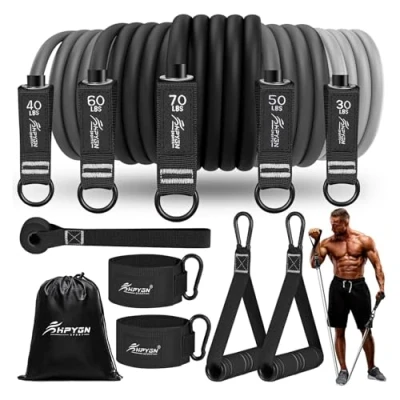 Abbildung von Widerstandsbänder Set, 250lbs Resistance Bands 5 Verschiedene Stärken, Fitnessbänder Set mit Griffen Knöchelriemen und Türanker Tragbarer Rucksack, für Indoor Home Gym Outdoor