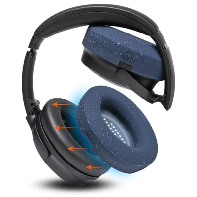 Abbildung von WC SweatZ QuietComfort Patentierte Gym Sweat Ohrpolsterbezüge für Bose 35 &amp; 35ii, QC45/SE/QuietComfort 2023 und mehr, hergestellt von Wicked Cushions Midnight Blue