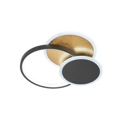 Abbildung von Fischer &amp; Honsel Deckenleuchte, Tomo sandschwarz/gold L: 40 cm, B: 39,5 A: 7 cm mit Fernbedienung stufenlos dimmbar Farbtemperatureinstellung 1x LED 31 Watt 2700/4000 K 3700 lm EEG: F