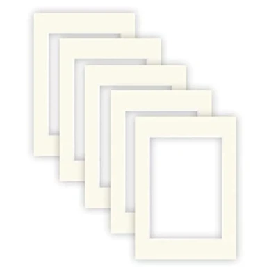 Abbildung von nielsen Conservation Passepartout Karton 1,5 mm 5er Set Außenformat 29,7x42 cm (DIN A3) für Bildformat 21x29,7 A4) Elfenbeinweiß (Creme weiß) Glatte Oberfläche