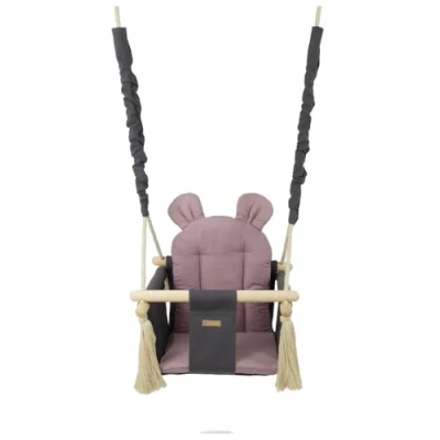 Abbildung von Kinderschaukel Babyschaukel Indoor Schaukel Hängeschaukel Sitzschaukel Hängesitz (Muster: grau, rosa)