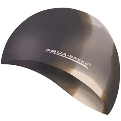 Abbildung von Aqua Speed Bunt wasserdichte Badekappe + Kleines Mikrofaserhandtuch Damen &amp; Herren Bademütze Badehaube Schwimmmütze Silikon Schwimmhaube für Erwachsene Kinder 60. / 68