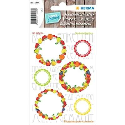 Abbildung von HERMA 15447 Marmeladen Etiketten selbstklebend, 18 Stück, Ø 24 / 43 mm, Homemade Küchen Aufkleber zum Beschriften, Haushalt Sticker für Weihnachten Einmachgläser Gewürzgläser Marmeladengläser Flaschen