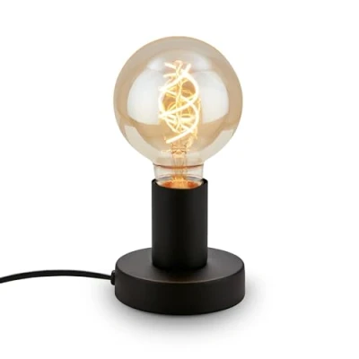 Abbildung von Briloner Leuchten Tischleuchte 7023 015, Kabelschalter, retro, ohne Leuchtmittel, Warmweiß, Tischlampe, 10x9cm, Schwarz, max.10W, E27, Nachttisch, Schreibtisch