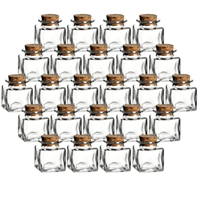 Abbildung von gouveo Vorratsglas Gewürzgläser 50 ml eckig mit Korken Mini Korkengläser Korken, (24 tlg)