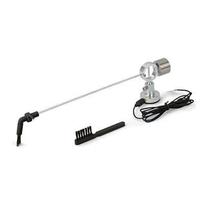 Abbildung von Dynavox Mitlaufbesen für Schallplatten, Reinigungs Arm aus Aluminium mit Carbon Bürstenkopf, Höhenverstellung