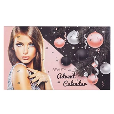 Abbildung von accentra Adventskalender Beauty mit 24 Make up &amp; Kosmetik Produkten Schmink Frauen Lippenstift, Wimpern, Nagellack, Lidschatten, Applikatoren uvm. Weihnachtskalender