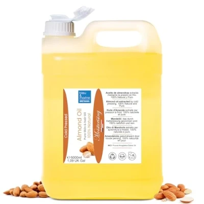 Abbildung von bleu &amp; marine Bretania 100% Natürliches Kaltgepresstes Mandelöl Schwangerschafts Babyhautpflege Natürlicher Make up Entferner Haarpflege Gold, 5 l (1er Pack)