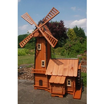 Abbildung von DSH DEKO SHOP HANNUSCH Gartenfigur Windmühle mit integrierter Wassermühle, kombinierte Wind und Wassermühle
