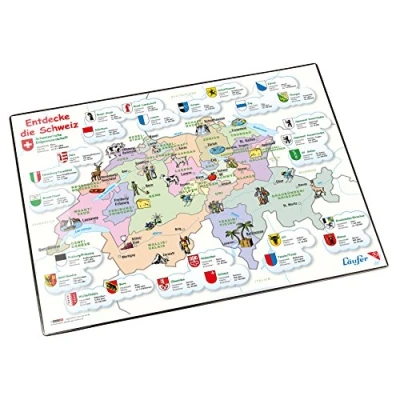 Abbildung von Läufer 45344 Landkarten Schreibtischunterlage Entdecke die Schweiz, rutschfeste Schreibunterlage mit Landkarte Schweiz für Kinder, 40x53 cm