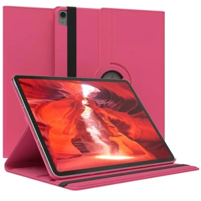 Abbildung von EAZY Case Tablet Hülle für Apple iPad Air 6 (2024) Schutzhülle 12,9 Zoll Smart Cover Rotationcase zum Aufstellen Klapphülle 360 drehbar mit Standfunktion Tasche Kunstleder Pink