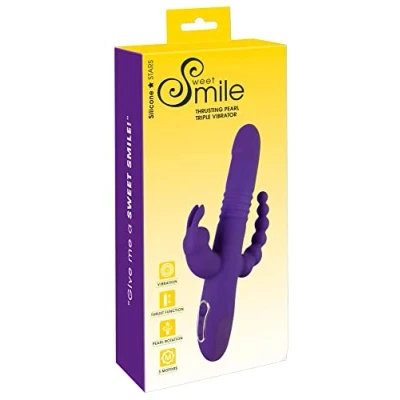 Abbildung von Stoßvibrator „Thrusting Pearl Triple Vibrator“ mit Klitoris und Analvibrator