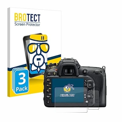 Abbildung von BROTECT Schutzglas für Nikon D7200 (3 Stück) Schutzfolie Panzer Folie Glas [Extrem Kratzfest 9H, Anti Fingerprint, Ultra Transparent]