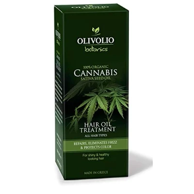 Abbildung von Olivolio botanics 98% natürliches Haaröl mit 100% Bio Cannabis/Hanföl ohne Mineralöl und Parabene 90 ml