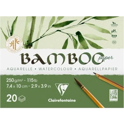 Abbildung von Clairefontaine 975910C Block Bamboo Aquarelle, einseitg geleimt, 20 Blatt Bambuspapier, 250g, DIN A7 7,4x10cm, 1