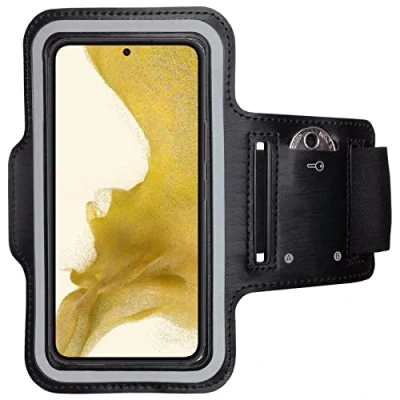 Abbildung von CoverKingz Sportarmband für Samsung Galaxy S22 Armtasche mit Schlüsselfach Oberarm Halterung Sport Laufarmband Handy Armband Schwarz