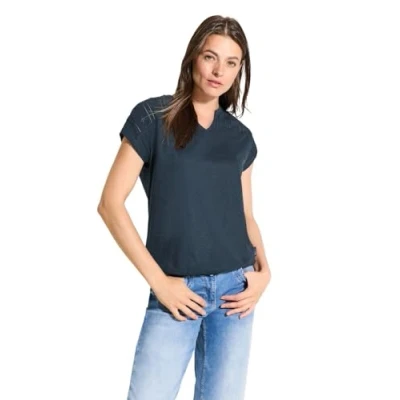 Abbildung von Cecil Ajour Tshirt basic, Damen, Größe: Small, Blau