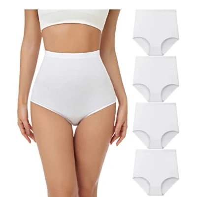 Abbildung von wirarpa Unterhosen Damen Baumwolle Unterwäsche Super Hohe Taille Frauen Slips Weiß 4er Pack Größe 6XL