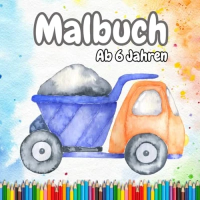 Abbildung von Malbuch ab 6 Jahren: Kinder Jahren. 50 Motive zum Ausmalen und Nachzeichnen. Geschenkidee für Kinder!
