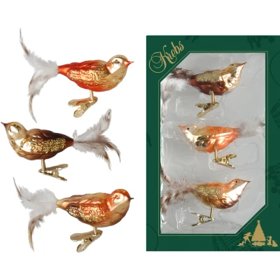 Abbildung von Krebs Glas Lauscha Weihnachtsbaumklammer CBK80867, Weihnachtsdeko, Christbaumschmuck (3 tlg), Vogelsortiment