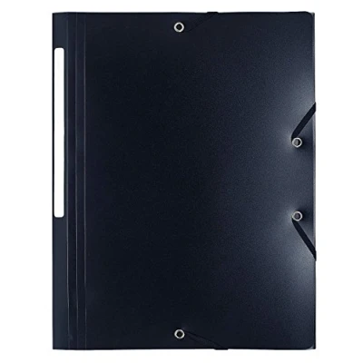 Abbildung von Exacompta 55801E Packung (mit 10 Sammelmappen aus PP mit 3 Klappen, Gummizug, blickdicht, ideal für Ihre Dokumente DIN A4) Stück schwarz