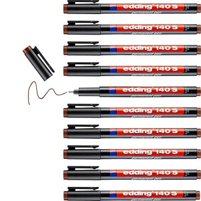 Abbildung von edding 140 S Permanenter Folienschreiber blau 10 Stifte Rundspitze 0,3 mm Stift zum Schreiben auf Glas, Kunststoff, Folien und glatten Oberflächen schnelltrocknend, wisch wasserfest