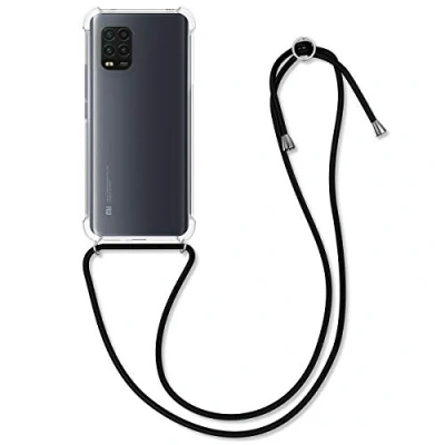 Abbildung von kwmobile Necklace Case kompatibel mit Xiaomi Mi 10 Lite (5G) Hülle Silikon Cover Handykette Band Handyhülle Schwarz Transparent