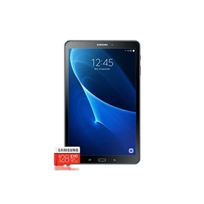 Abbildung von Samsung Galaxy Tab A T580 25,54 cm (10,1 Zoll) Tablet PC (1,6 GHz Octa Core, 2GB RAM, 32GB eMMC, Wifi, Android 6.0) schwarz + Evo Plus Micro SDXC 128GB