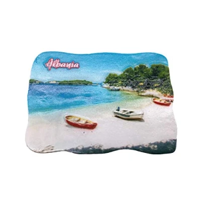 Abbildung von 3D Albanien Kühlschrank Kühlschrankmagnet Tourist Souvenirs Handgemachte Harz Handwerk Magnetische Aufkleber Home Küche Dekoration Reise Geschenk