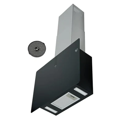 Abbildung von K&amp;H 60cm Kopffreie Dunstabzugshaube, Wandhaube, 9 Leistungsstufen, LED, Schwarzes Glas, 500 m3/h, 3 Schicht Metall Fettfilter, VH 60B