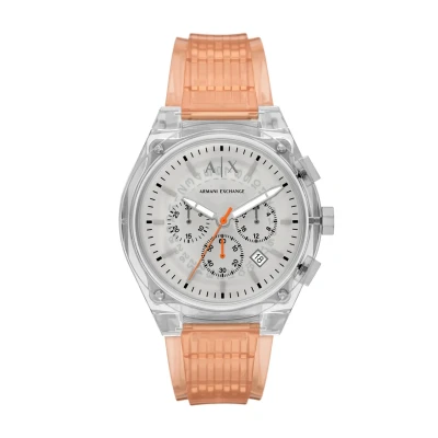 Abbildung von Armani Exchange Watch for Men, Chronograph Movement and 46mm Case Size with Stainless Steel, Leather or Silicone Strap
