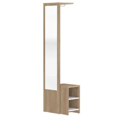 Abbildung von TemaHome Garderobenschrank &quot;Vestibulo, Wandgarderobe mit herausziehbarem Hocker, Kleiderstange&quot;, inklusive Schuhablage, Spiegel und Sitzbank